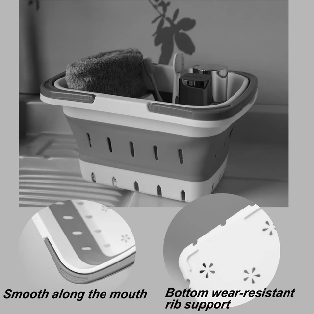 Alt view image 4 of 6 - Camping & RV, Dorm, Perforated Portable Bathroom Organizer for Travel, Collapsible Plastic Shower Caddy with Handle
