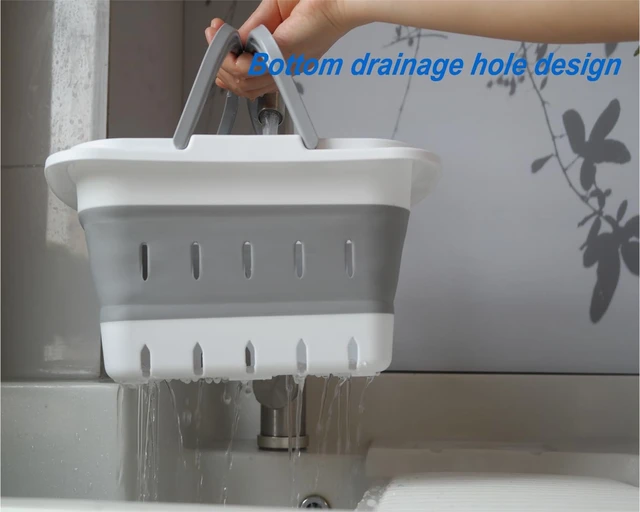 Alt view image 5 of 6 - Camping & RV, Dorm, Perforated Portable Bathroom Organizer for Travel, Collapsible Plastic Shower Caddy with Handle