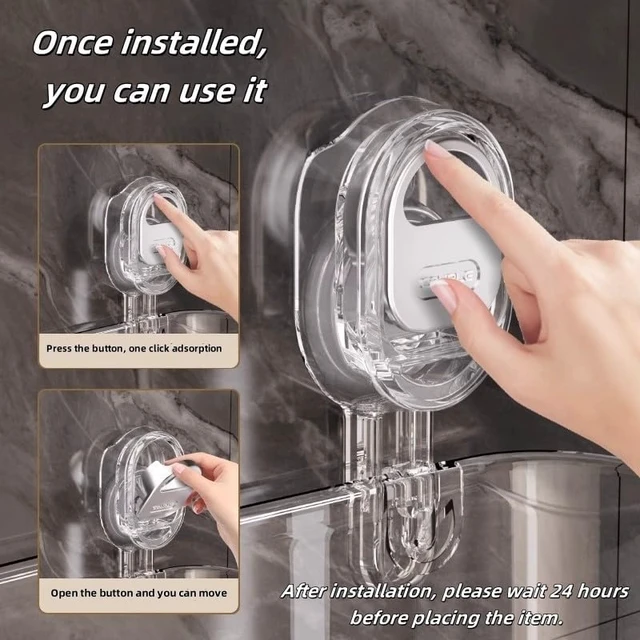 Alt view image 4 of 7 - Glacier Pattern Suction Cup Shower Caddy Hanging Shower Shelf Organizer, Removable Shower Basket, Large Capacity & Strong Load-Bearing, No-Drill Bathroom Suction Storage Box