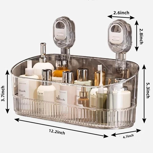 Alt view image 2 of 7 - Glacier Pattern Suction Cup Shower Caddy Hanging Shower Shelf Organizer, Removable Shower Basket, Large Capacity & Strong Load-Bearing, No-Drill Bathroom Suction Storage Box