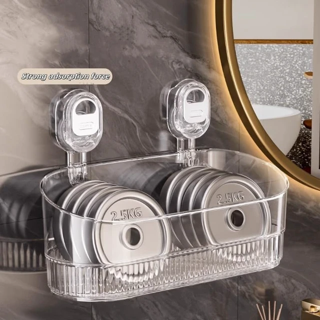 Alt view image 6 of 7 - Glacier Pattern Suction Cup Shower Caddy Hanging Shower Shelf Organizer, Removable Shower Basket, Large Capacity & Strong Load-Bearing, No-Drill Bathroom Suction Storage Box