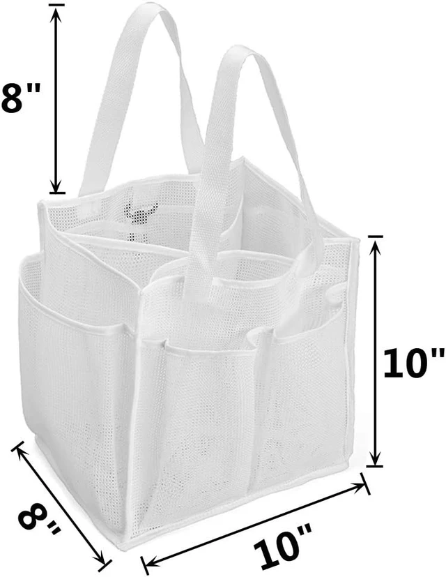 Alt view image 2 of 6 - Large Hanging Bath Toiletry Organizer Tote with Separated Inner Compartment and Deep Outer Pockets, Mesh Shower Caddy Basket