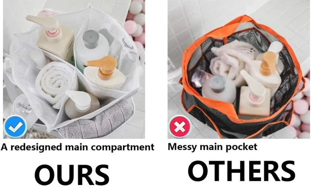 Alt view image 6 of 6 - Large Hanging Bath Toiletry Organizer Tote with Separated Inner Compartment and Deep Outer Pockets, Mesh Shower Caddy Basket
