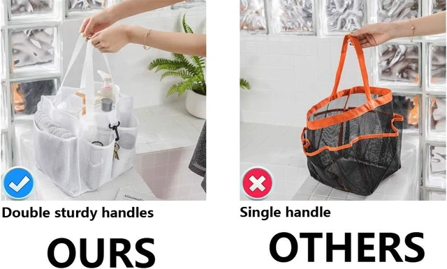 Alt view image 4 of 6 - Large Hanging Bath Toiletry Organizer Tote with Separated Inner Compartment and Deep Outer Pockets, Mesh Shower Caddy Basket