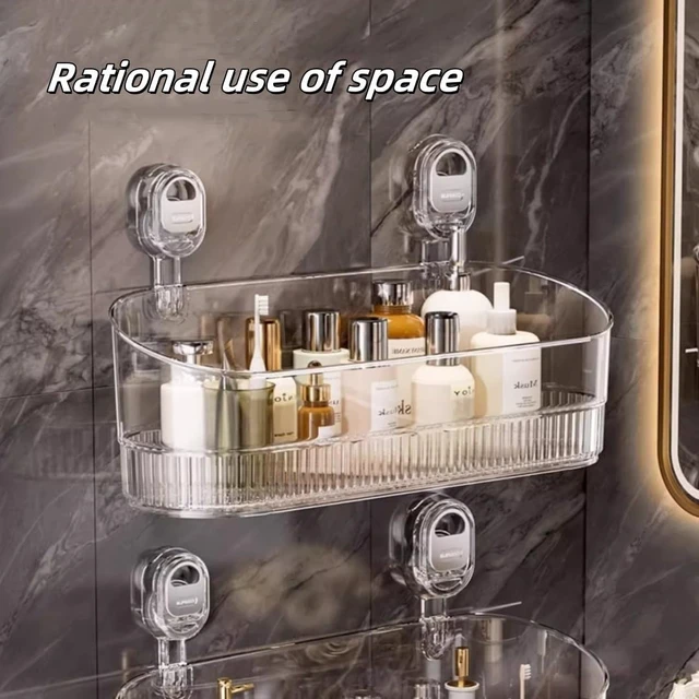 Alt view image 7 of 7 - Glacier Pattern Suction Cup Shower Caddy Hanging Shower Shelf Organizer, Removable Shower Basket, Large Capacity & Strong Load-Bearing, No-Drill Bathroom Suction Storage Box