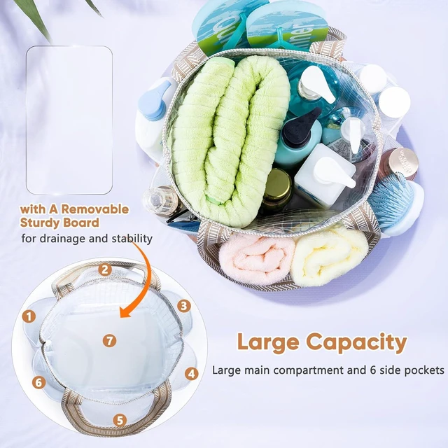 Alt view image 4 of 7 - Quick Dry Organizer, Gym & Swimming, Camping, Beach, Reinforced Bottom Toiletry Bag for Dorm, Portable Mesh Shower Caddy with Waterproof Phone Pouch