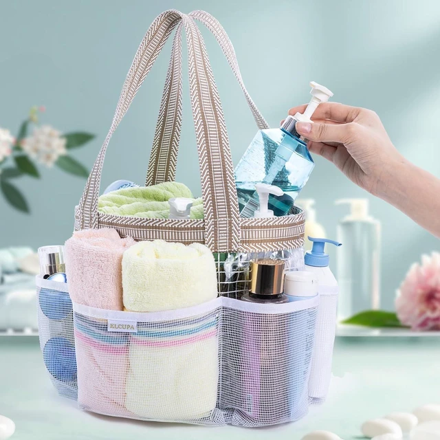 Alt view image 2 of 7 - Quick Dry Organizer, Gym & Swimming, Camping, Beach, Reinforced Bottom Toiletry Bag for Dorm, Portable Mesh Shower Caddy with Waterproof Phone Pouch