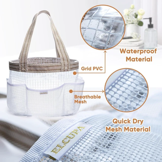 Alt view image 5 of 7 - Quick Dry Organizer, Gym & Swimming, Camping, Beach, Reinforced Bottom Toiletry Bag for Dorm, Portable Mesh Shower Caddy with Waterproof Phone Pouch