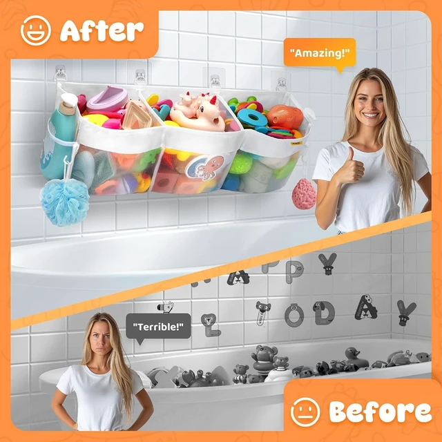 Alt view image 3 of 7 - Shower Caddy with 3 Compartments for Bath Toy Storage and Organization