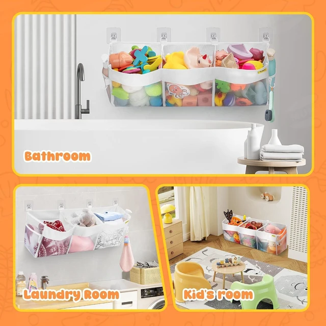 Alt view image 6 of 7 - Shower Caddy with 3 Compartments for Bath Toy Storage and Organization