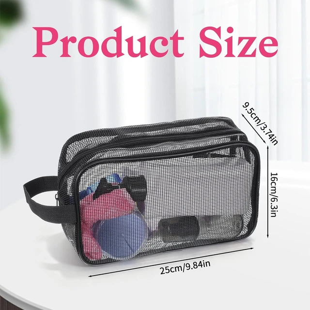Alt view image 2 of 7 - Camping & Beach, Travel, Quick-Dry Portable Toiletry Organizer for Gym, Black Mesh Shower Caddy Bag for Men