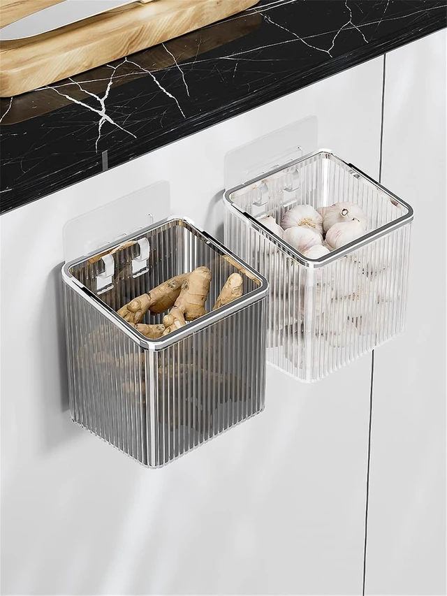 Alt view image 2 of 5 - No-Drill Adhesive Wall Storage Bins Floating Shelf Organizer for Makeup Kitchen Office Home