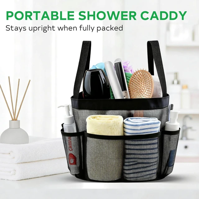 Alt view image 5 of 7 - Gym & Travel, Camp, Beach, Hanging Organizer for Bathroom, Portable Mesh Shower Tote Bag with Quick-Dry Fabric
