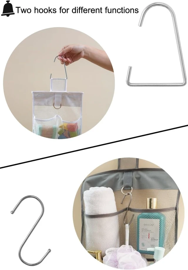 Alt view image 3 of 7 - Net Storage Bag for Closet Nursery Office Dorm RV Toys Cosmetics Sundries, Durable Shower Caddy, Hanging Mesh Bathroom Organizer