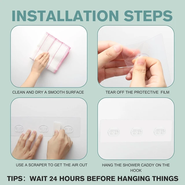 Alt view image 6 of 7 - Adhesive Replacement Hooks for Bathroom Shower Caddy