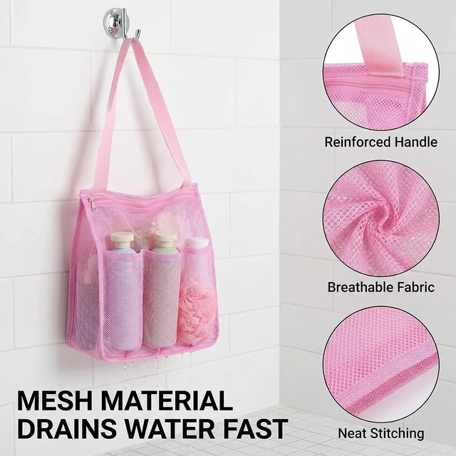 Alt view image 4 of 7 - Dorm - Women's College Essentials, Camp, Multifunctional Bathroom Organizer for Travel, Portable Mesh Gym Shower Caddy with Zipper & Pockets