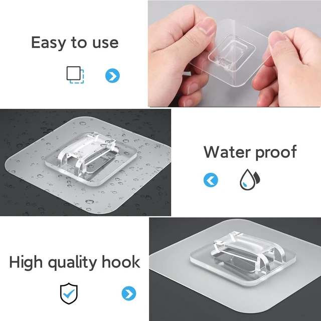 Alt view image 4 of 7 - Self-Adhesive Wall Hangers, Clear Sticky Shower Rack Refill