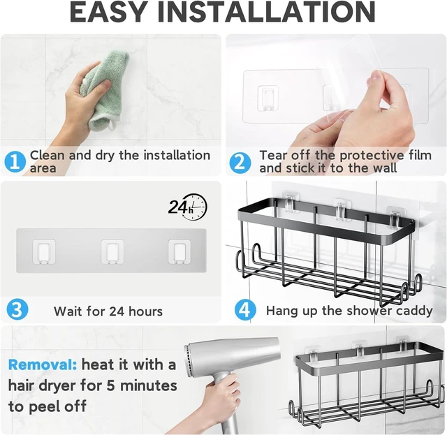 Alt view image 5 of 7 - Self-Adhesive Wall Hangers, Clear Sticky Shower Rack Refill