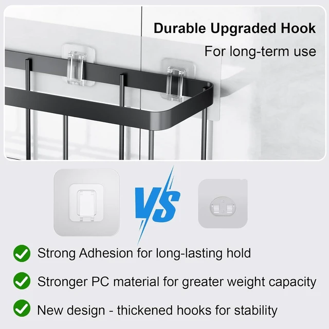Alt view image 6 of 7 - Self-Adhesive Wall Hangers, Clear Sticky Shower Rack Refill