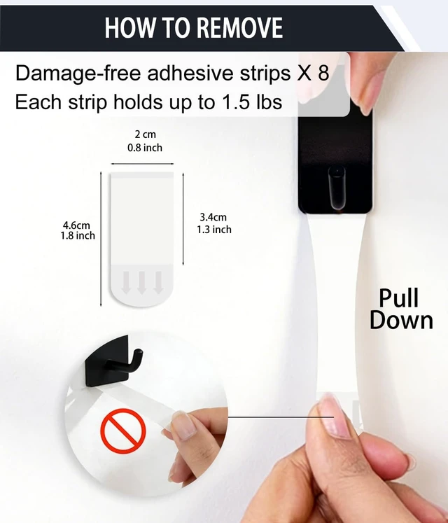 Alt view image 3 of 6 - Damage-Free Bathroom Storage, Robes & Stockings, Removable Metal Wall Mount for Towels, Adhesive Shower Razor Organizer with 3 Hooks