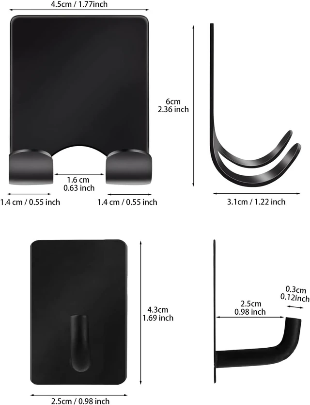 Alt view image 2 of 6 - Damage-Free Bathroom Storage, Robes & Stockings, Removable Metal Wall Mount for Towels, Adhesive Shower Razor Organizer with 3 Hooks