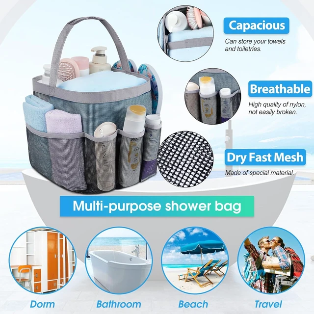 Alt view image 2 of 6 - Portable Mesh Shower Organizer with 9 Pockets for Dorm Essentials
