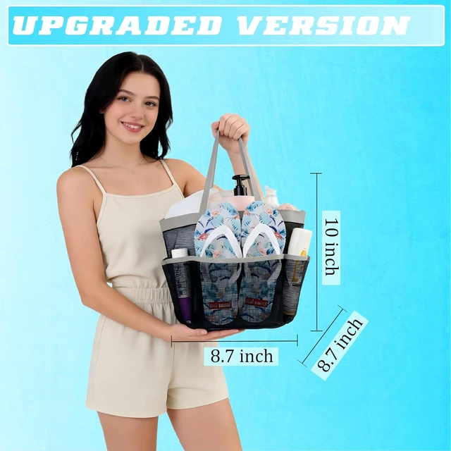 Alt view image 3 of 6 - Portable Mesh Shower Organizer with 9 Pockets for Dorm Essentials