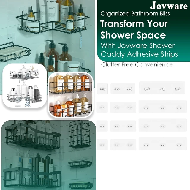 Alt view image 2 of 7 - Adhesive Shower Caddy Replacement Strips with Wire Hooks