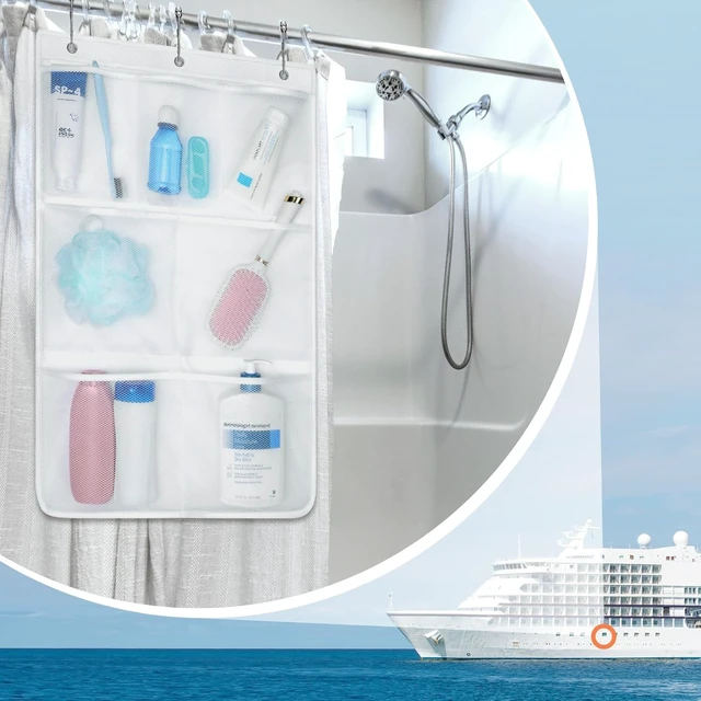 Alt view image 2 of 7 - 7-Pocket Mesh Hanging Shower Organizer for Cruise Trips