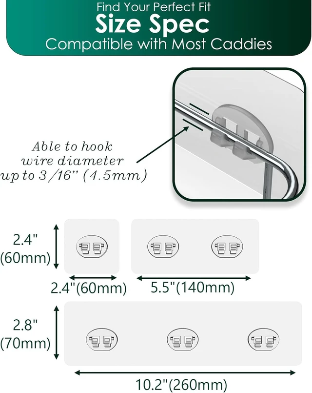 Alt view image 5 of 7 - Adhesive Shower Caddy Replacement Strips with Wire Hooks