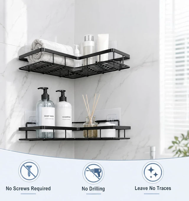 Alt view image 7 of 7 - 6 Pack Shower Caddy Replacement Adhesive Strips for Bathroom Organization