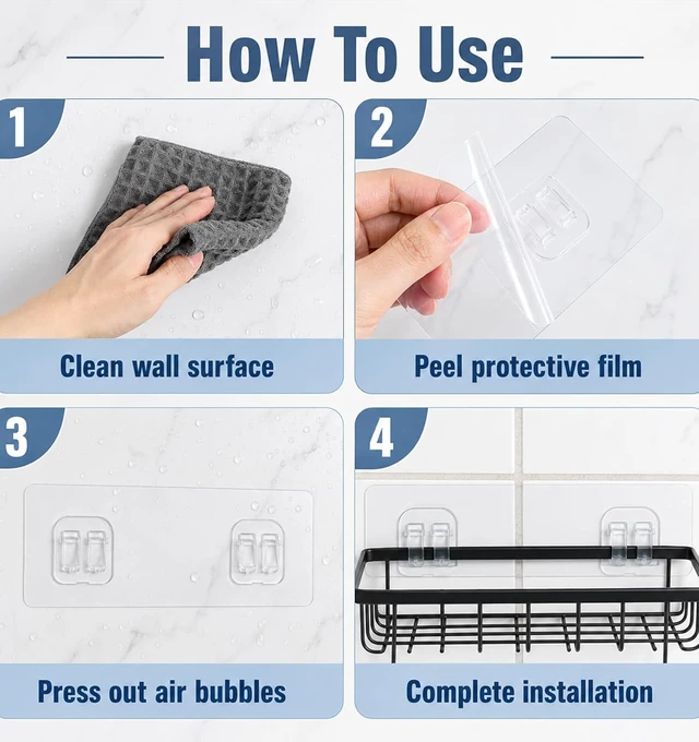 Alt view image 5 of 7 - 6 Pack Shower Caddy Replacement Adhesive Strips for Bathroom Organization
