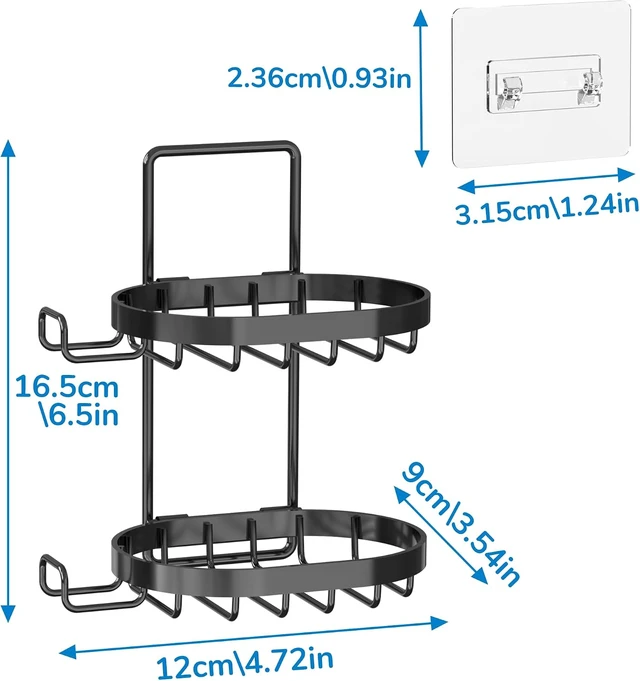 Alt view image 7 of 7 - Shower Wall Mounted Shampoo Bar Caddy and Razor Holder for Bathroom, MASADI Double Layer Stainless Steel Soap Dish with Hooks