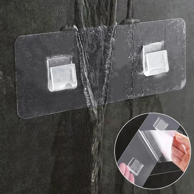 Alt view image 5 of 7 - No Drill Adhesive Shower Caddy Hooks Set Strong Wall Mounting Stickers for Bathroom Kitchen Office Corner Shelf Soap Dish