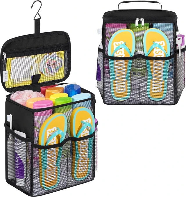 Main image of Hanging Mesh Bathroom Organizer with Slipper Pockets