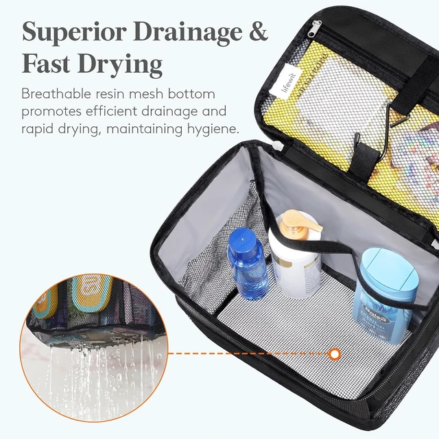 Alt view image 4 of 7 - Hanging Mesh Bathroom Organizer with Slipper Pockets