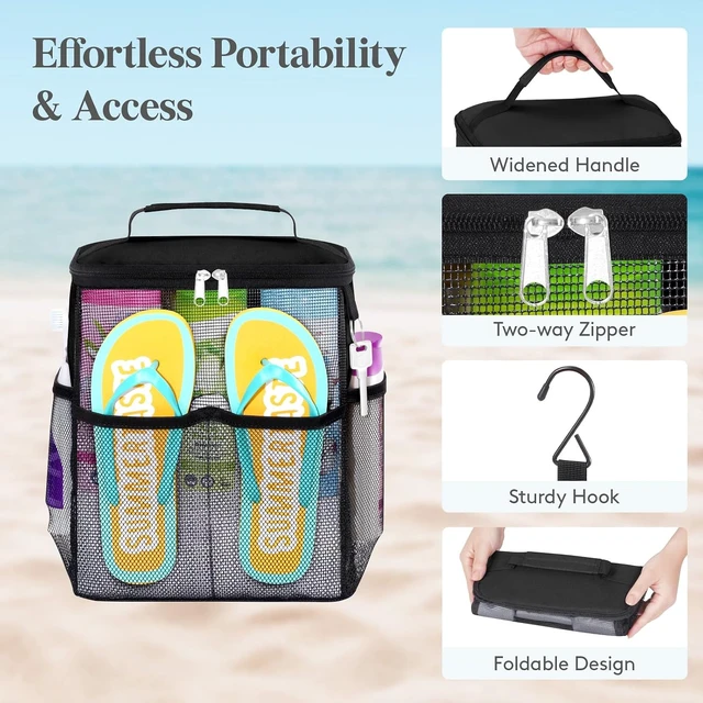 Alt view image 5 of 7 - Hanging Mesh Bathroom Organizer with Slipper Pockets