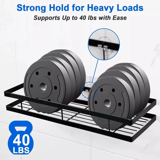 Alt view image 3 of 7 - for Bathroom Shelf & Kitchen Rack Storage, No Drilling, Waterproof Strong Stick-on Hooks Strips, Adhesive Shower Caddy Replacement