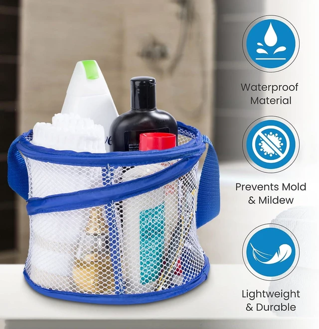 Alt view image 4 of 6 - Camping & Dorm, Gym, Collapsible Shower Caddy with Drainage Holes and Handle - Portable Large Capacity Bathroom Organizer for Travel