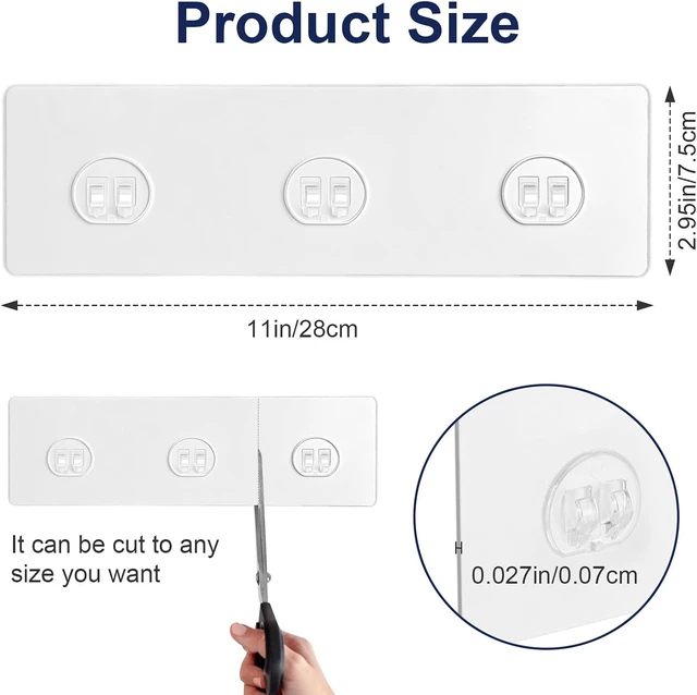 Alt view image 2 of 7 - Bathroom & Kitchen Organization, No-Drill Transparent Plastic Adhesive Shower Caddy Mounts - Strong Stick-On Hooks for Corner Shelves