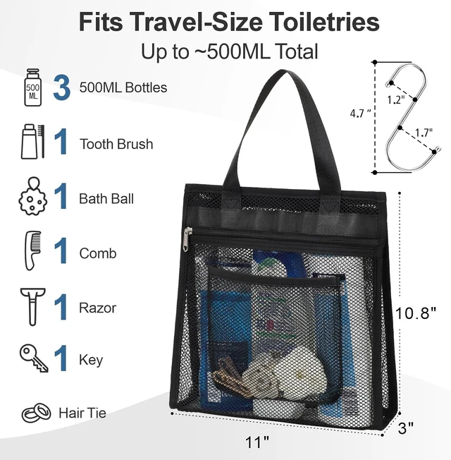 Alt view image 3 of 7 - Portable Mesh Shower Caddy with Zipper - Travel Gym Bag