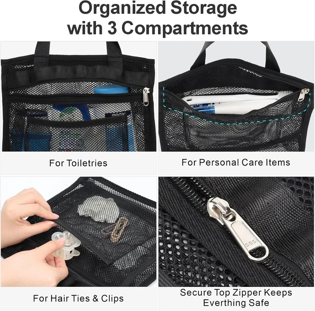 Alt view image 4 of 7 - Portable Mesh Shower Caddy with Zipper - Travel Gym Bag