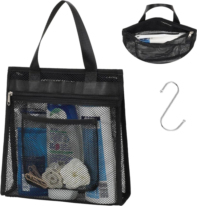 Main image of Portable Mesh Shower Caddy with Zipper - Travel Gym Bag