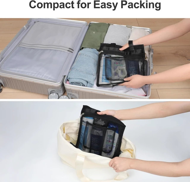 Alt view image 6 of 7 - Portable Mesh Shower Caddy with Zipper - Travel Gym Bag