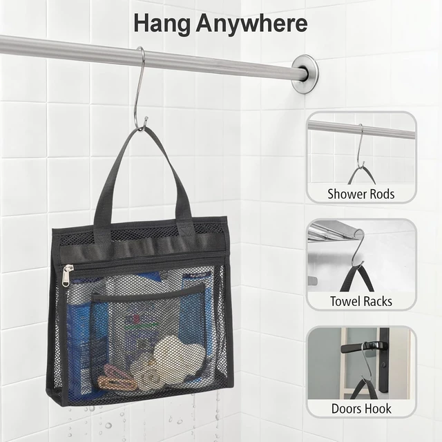 Alt view image 7 of 7 - Portable Mesh Shower Caddy with Zipper - Travel Gym Bag