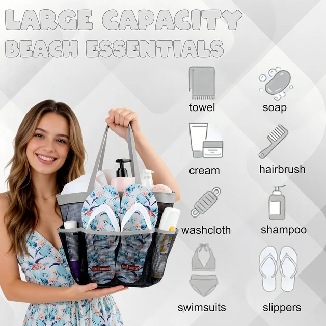 Alt view image 2 of 7 - Portable Mesh Shower Organizer Bag for Dorms and Camping