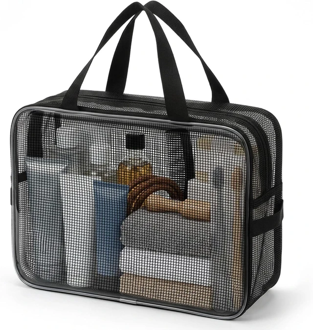 Main image of Quick Dry Large Capacity Shower Caddy for Gym Travel Camping Swimming, Portable Mesh Toiletry Organizer Bag with Zipper
