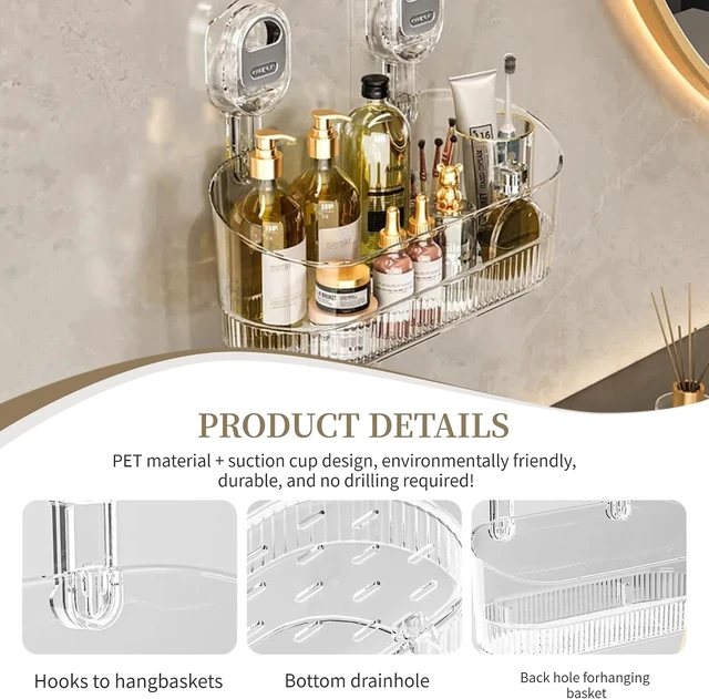 Alt view image 2 of 6 - Tool-Free Wall Mounted Organizer with Wave-Grip Suction Cups