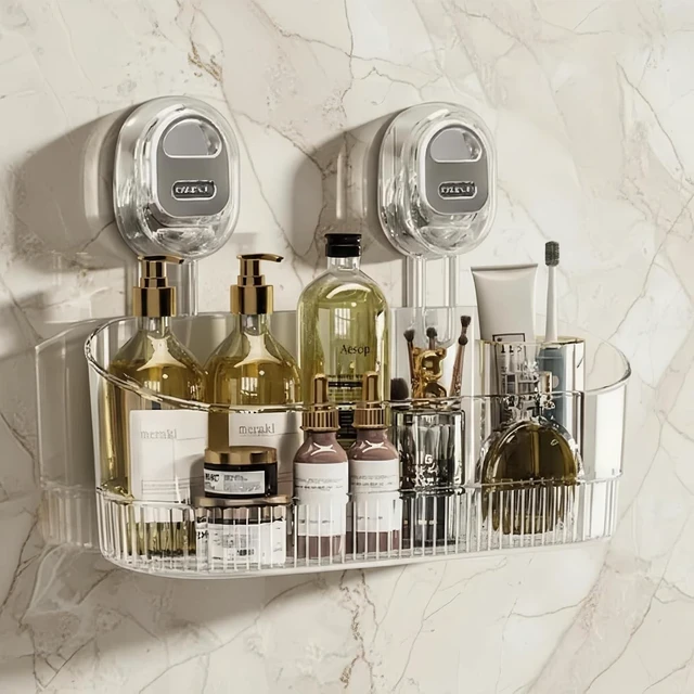 Main image of Tool-Free Wall Mounted Organizer with Wave-Grip Suction Cups