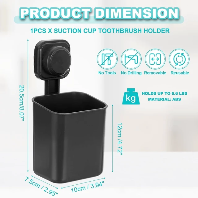 Alt view image 2 of 7 - Toothpaste and Razors, Holds Toothbrushes, Wall Mounted Suction Cup Shower Caddy Organizer for Bathroom & Kitchen
